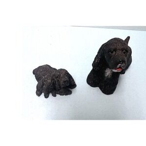 Lot Of 2 Stone Critters Black Cocker Spaniel Dog Breed Figurines Puppies